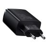 Baseus Compact gyorstöltő adapter 30W USB-C + 2XUSB (Fekete)