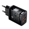 Baseus Compact gyorstöltő adapter 30W USB-C + 2XUSB (Fekete)