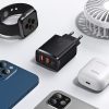 Baseus Compact gyorstöltő adapter 30W USB-C + 2XUSB (Fekete)