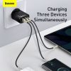 Baseus Compact gyorstöltő adapter 30W USB-C + 2XUSB (Fekete)