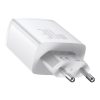 Baseus Compact gyorstöltő adapter 30W USB-C + 2XUSB (Fehér)