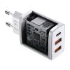 Baseus Compact gyorstöltő adapter 30W USB-C + 2XUSB (Fehér)