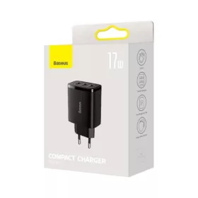 Baseus hálózati gyorstöltő 2xUSB (Fekete)