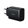 Baseus hálózati gyorstöltő 2xUSB (Fekete)
