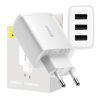Baseus kompakt gyorstöltő, hálózati töltő, 3x USB, 17W (Fehér)