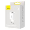 Baseus kompakt gyorstöltő, hálózati töltő, 3x USB, 17W (Fehér)
