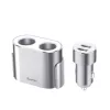 Baseus autós töltő One – Two Cigarette Lighter(dual- lighter 80W+dual USB (ezüst)