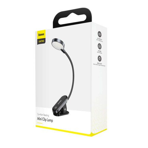 Baseus mini LED csiptetős olvasólámpa - 400 mAh, 4000K, 3W (szürke)