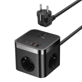   Baseus PowerCombo hálozati töltő 3AC+2U+2C, 30W, 1,5m (fekete)