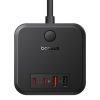 Baseus PowerCombo hálozati töltő 3AC+2U+2C, 30W, 1,5m (fekete)
