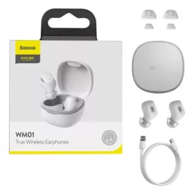   Baseus Encok WM01 True vezeték nélküli Bluetooth 5.3 fülhallgató (fehér)