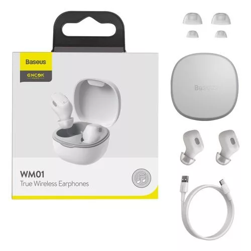 Baseus Encok WM01 True vezeték nélküli Bluetooth 5.3 fülhallgató (fehér)