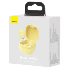   Baseus WM01 TWS Bluetooth 5.3 fülhallgató, hangasszisztens támogatással (sárga)