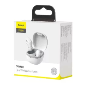   Baseus WM01 Plus TWS Bluetooth 5.0 fülhallgató, hangasszisztens támogatással (fehér)