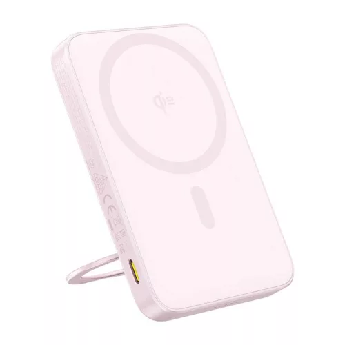 Baseus PicoGo Qi2 mágneses powerbank 5000mAh 20W (beépített állvány) - rózsaszín
