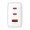 Baseus OS-Cube Pro 2xUSB-C + USB, 65W hálózati töltő (Fehér)