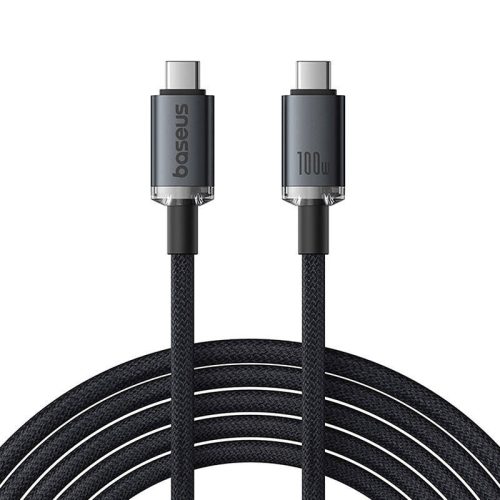 Baseus Crystal Shine gyorstöltő kábel USB C - USB-C 100W, 1,5m, 20Gb (fekete)