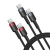 Baseus Cafule 100W USB-C - USB-C Gyors Töltő- és Adatkábelszett 2 db, 1m, (Piros-Fekete, Szürke-Fekete)