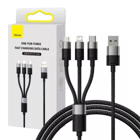   Baseus StarSpeed Gyorstöltő USB - M+L+C, 3.5A, 0,6m (fekete)