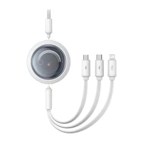   Baseus Free2Draw 3 az 1-ben USB micro USB+Lightning+USB-C kábel, 3.5A, 1.1m (fehér)