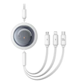   Baseus Free2Draw 3 az 1-ben  USB-M+L+C 100W kábel, 1,1m (fehér)