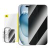 Baseus Superior adatvédelmi edzett üveg az iPhone 15 készülékhez + tisztító készlet és EasyStick (átlátszó)