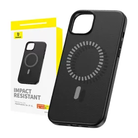   Baseus Fauxther Series mágneses telefontok iPhone 15 (fekete)