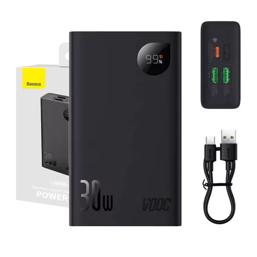 Baseus Adaman 2 20000mAh 30W Powerbank 3xUSB USB-C (Fekete) (PPAD050101)