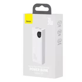   Baseus Adaman2 Power Bank 10000mAh, 30W, PD 3.0, QC 3.0, Digitális kijelző (Fehér)