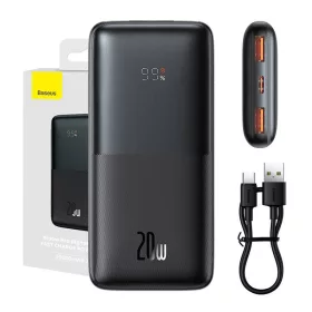   Baseus Bipow Pro Powerbank, 10000mAh, 2xUSB, USB-C, 20W (fekete)