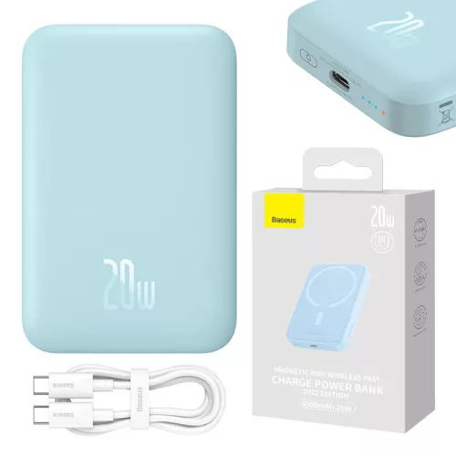 BASEUS MagSafe Vezeték Nélküli Mini Powerbank 6000mAh, USB-C, 20W (PPCX130003)