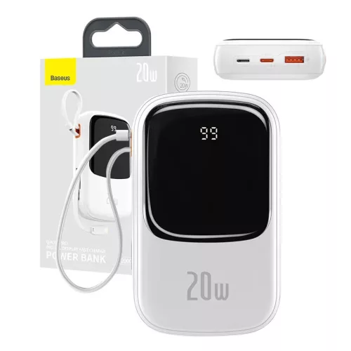Baseus 20000mAh (Fehér) Powerbank Lightning És /USB-C Csatlakozó , 20W (PPQD060202)