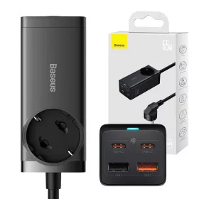   Baseus GaN3 Pro hálózati töltő 2xUSB + 2xUSB-C + AC, 65W (fekete)
