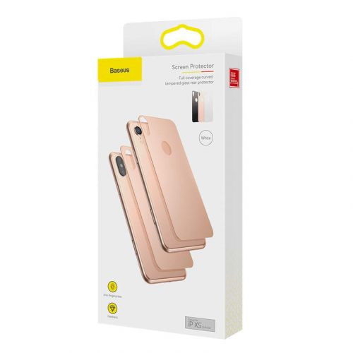 Baseus iPhone Xs 0,3mm teljes lefedettségű ívelt edzett üveg hátlapvédő (Fekete)