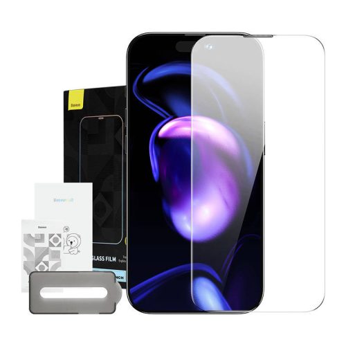 Baseus Crystal iPhone 14 Pro Max Porálló üvegfólia, 0,3 mm (1 db)