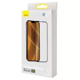   Baseus iPhone 13mini Full-screen Corning edzett üveg fólia 0,4mm, 2 db + felhelyező eszköz (Fekete)
