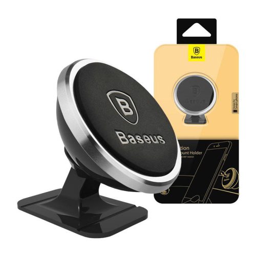 Baseus Strong Mágneses autós telefontartó műszerfalra , 360fokos (ezüst)