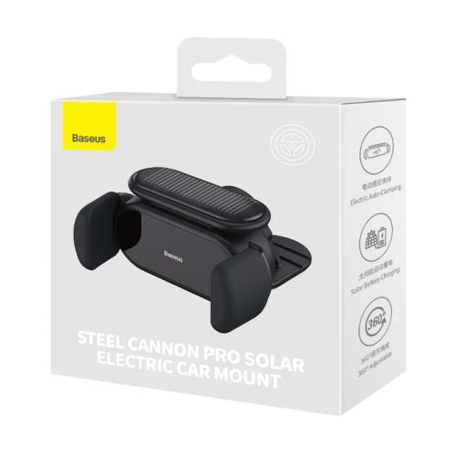 Baseus Steel Cannon Pro Solar elektromos autós telefontartó (fekete)