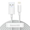 Baseus Simple Wisdom USB-Lightning kábel, 2.4A, 1,5m, 2db (fehér)