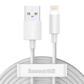   Baseus Simple Wisdom USB-Lightning kábel, 2.4A, 1,5m, 2db (fehér)