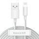 Baseus Simple Wisdom USB-Lightning kábel, 2.4A, 1,5m, 2db (fehér)