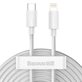   Baseus Simple Wisdom USB-C-Lightning adat/töltőkábel PD, 20W, 1,5m, 2db (fehér)