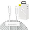 Baseus Simple Wisdom USB-C-Lightning adat/töltőkábel PD, 20W, 1,5m, 2db (fehér)