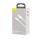 Baseus Simple Wisdom USB-C adat/töltőkábel PD 40W 5A 1,5m, 2db (Fehér)