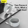 Baseus Simple Wisdom USB-C adat/töltőkábel PD 40W 5A 1,5m, 2db (Fehér)