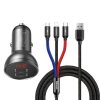 Baseus 2USB 4,8A 24W autós töltő LCD kijelzővel + 3in1 töltő kábellel