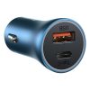 Baseus Golden Contactor Pro autós töltő, USB + USB-C, QC4.0 +, PD, SCP, 40 W, kék + USB-C - Lightning kábel 1m (kék)