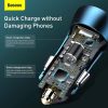 Baseus Golden Contactor Pro autós töltő, USB + USB-C, QC4.0 +, PD, SCP, 40 W, kék + USB-C - Lightning kábel 1m (kék)