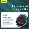 Baseus Golden Contactor Pro autós töltő, USB + USB-C, QC4.0 +, PD, SCP, 40 W, kék + USB-C - Lightning kábel 1m (kék)