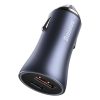 Baseus Autós Töltő U+C, PD 3.0, QC 4+, SCP FCP AFC (USB - Type C 1m kábel)  (Szürke)